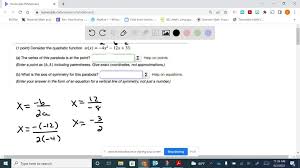Solved Consider The Quadratic Function