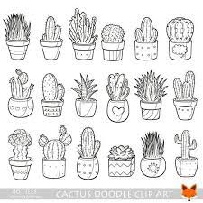 Cactus Doodle Vector Icons Plant