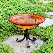 12 Tangerine Le Glass Birdbath