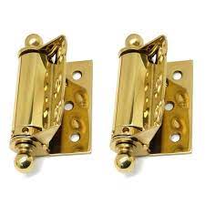 Idh By St Simons 80320 003 Solid Brass Half Surface Adjustable Spring Screen Door Hinges With Ball Finials Polished Brass