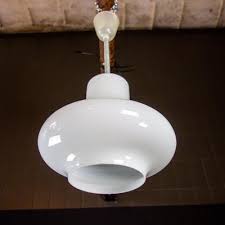 Milk Glass Ceiling Lamp 1950s