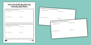Algebra I Solve Quadratic Equations By