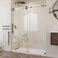 Smoke Grey Glass Sliding Shower Door