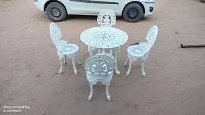 White Outdoor Cast Iron Garden Table