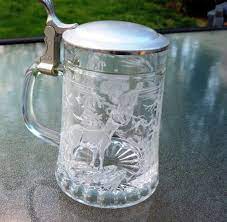 Vintage Crystal Beer Mug Stein With