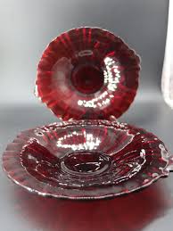 Two Royal Ruby Depression Glass Candy