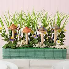 Garden Ornament Set Ceramic Mushroom