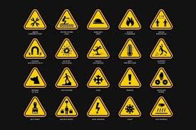 Yellow Warning Symbols Triangle Signs