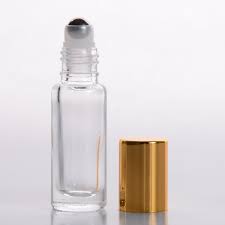 5ml 1 6 Oz Roll On Tall Cylinder Clear Glass Bottle Stainless Steel Roller With Color Caps