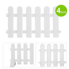 12 In H X 20 In W White Plastic Border Fence Decoration Garden Edging With Base 4 Pieces
