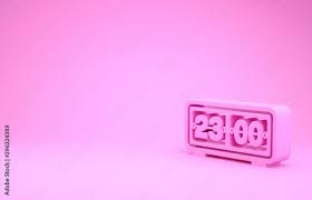Pink Retro Flip Clock Icon Isolated On