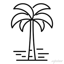 Beach Palm Tree Icon Outline Style
