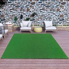Ottomanson Turf Collection Waterproof Solid Grass 8x10 Indoor Outdoor Artificial Grass Rug 7 Ft 10 In X 9 Ft 10 In Green