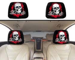 Red Skull From Paper Car Headrest Tire