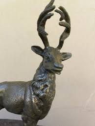 Sculpture Of Deer 1940s 1950s Brass