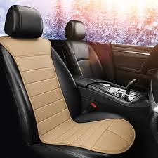 Leather Car Heated Seat Cover Beige