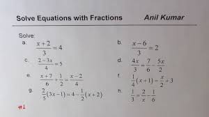 Fractions Worksheets Solving Linear