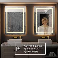 Toolkiss Classic 40 In W X 24 In H Rectangular Frameless Anti Fog Led Light Wall Bathroom Vanity Mirror Front Light