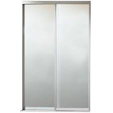 Contractors Wardrobe 72 In X 81 In Silhouette 1 Lite Satin Clear Aluminum Frame Mystique Glass Interior Sliding Closet Door Satin Clear Finish With