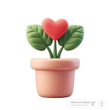 Clipart Heart Shaped Plant Pot Icon 3d Clay