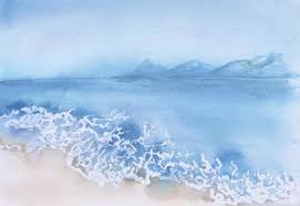 Hand Drawn Watercolor Seascape Water