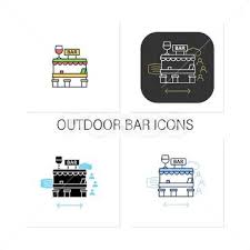 Outdoor Bar Icons Set Stock