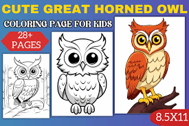 Cute Great Horned Owl Coloring Page