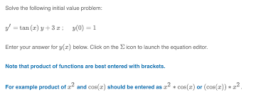 Solve The Following Initial Value