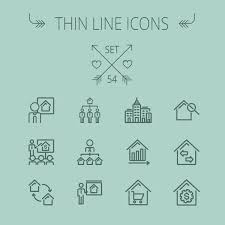 Construction Thin Line Icon Set Stock