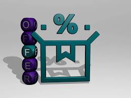 3d Representation Of Offer With Icon On