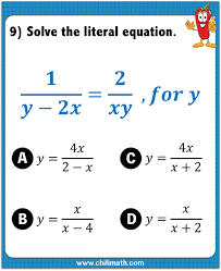 Literal Equations Chilimath