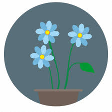 Blue Bud Plant Round Icon