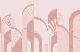 Pink Art Deco Arches Pattern Wallpaper