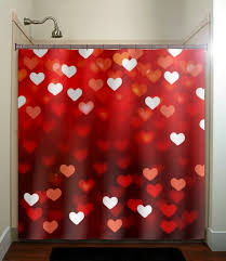 Romantic Love Hearts Red Shower Curtain