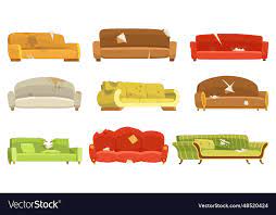 Broken Sofas Icon Set Torn Old Couches