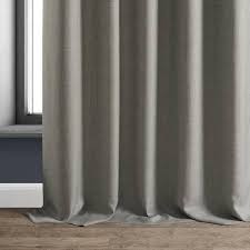Exclusive Fabrics Italian Faux Linen Curtain 50 X 96 Taupe Grey