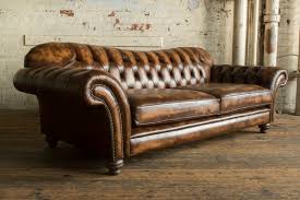 Antique Tan Leather Chesterfield Sofa