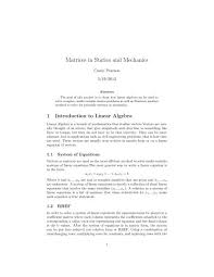 Matrices In Statics And Mechanics