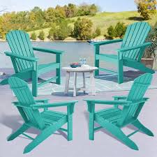 Weather Resistant Royal Blue Recycled Plastic Outdoor Patio Adirondack Chair Set Of 4