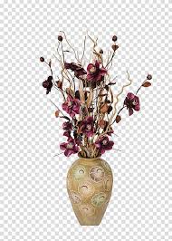 Red Flowers In Brown Vase Ilration