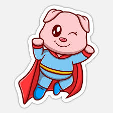 Cute Super Pig Cartoon Icon