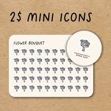 Flower Bouquet Mini Icon Stickers For