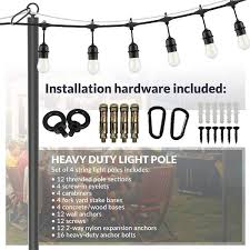 Newhouse Lighting 9 Ft 8 In Outdoor String Light Poles For Outside Lights For Garden Patio And Backyard Decor 4 Pack