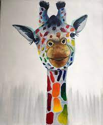 Colorful Giraffe Art Original Acrylic