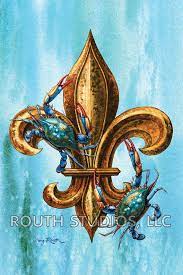 Louisiana Art Print Blue Crabs Fleur