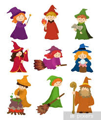 Wall Mural Cartoon Wizard And Witch