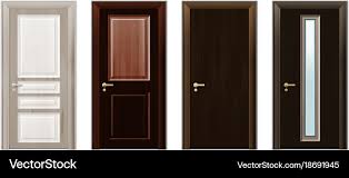 Wooden Doors Design Icon Set Royalty