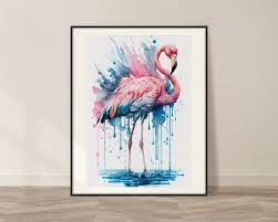 Flamingo Watercolor Art Print Flamingo