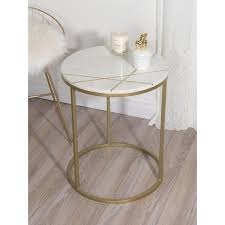 Aurora Home Piers Inlay Round Marble Side Table 18 W X 18 D X 22 H