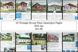 Vintage House Plans Book Pages Graphic